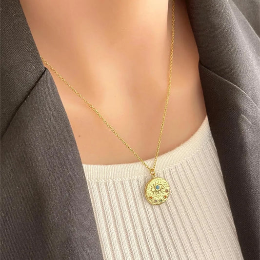 18K Gold-Plated Coin Pendant Necklace Gold One Size Easy Apparels