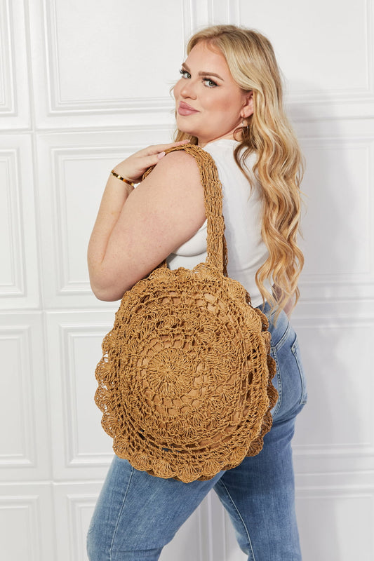 Justin Taylor Brunch Time Straw Rattan Handbag Caramel One Size Easy Apparels
