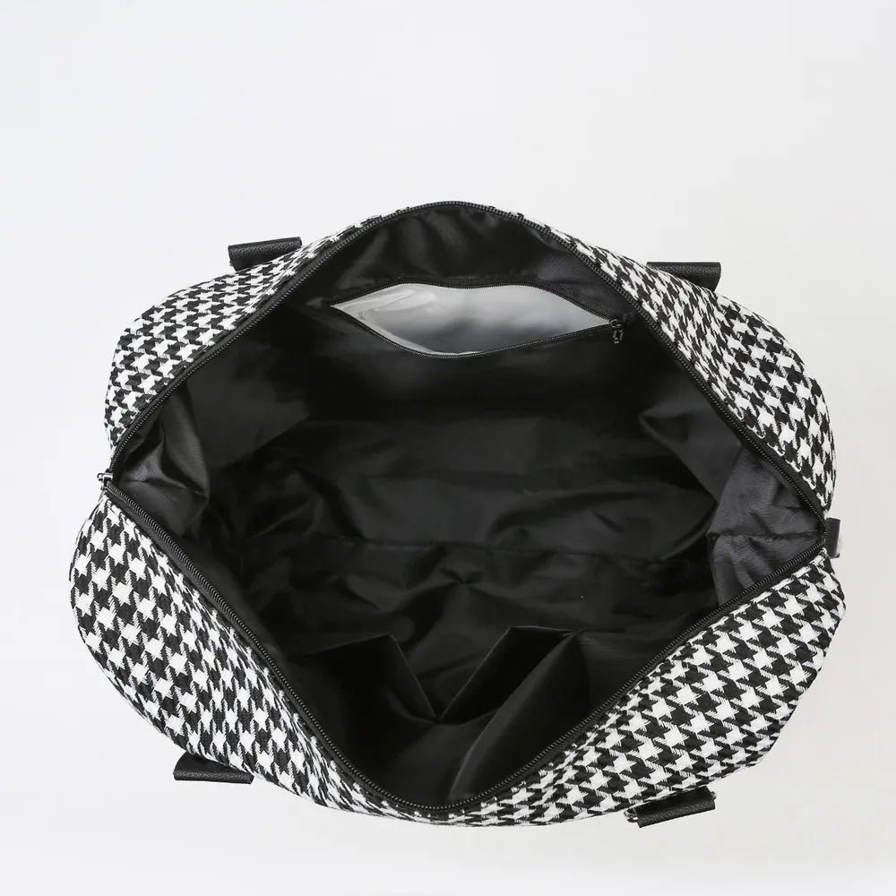 Houndstooth Canvas Travel Bag Easy Apparels