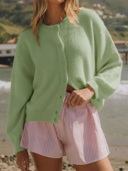 Button Down Long Sleeve Cardigan Easy Apparels