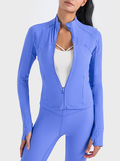 Millennia Zip-Up Long Sleeve Sports Jacket Cobalt Blue Easy Apparels
