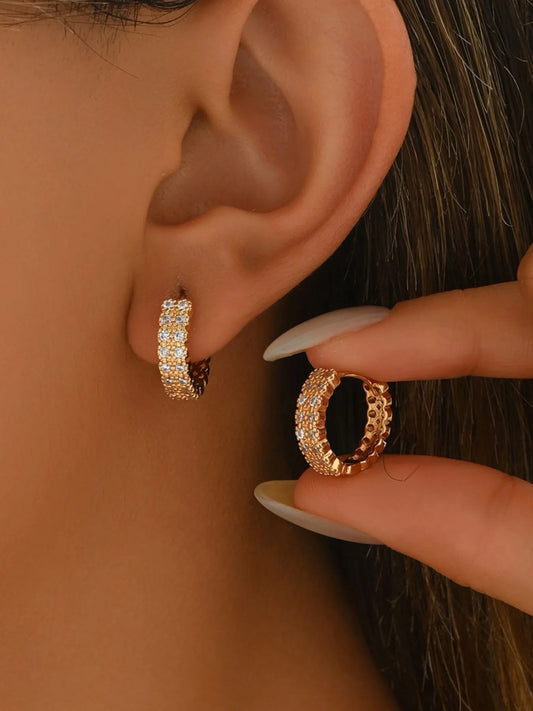 Inland Zircon Hoop Earrings Gold One Size Easy Apparels
