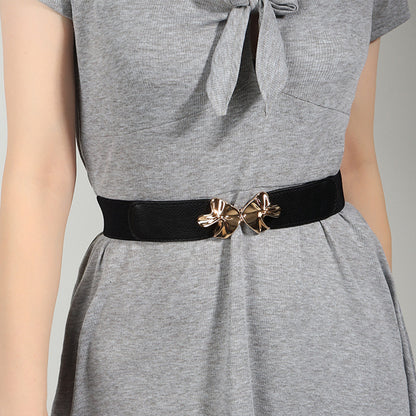 Alloy Buckle Elastic Belt Black One Size Easy Apparels
