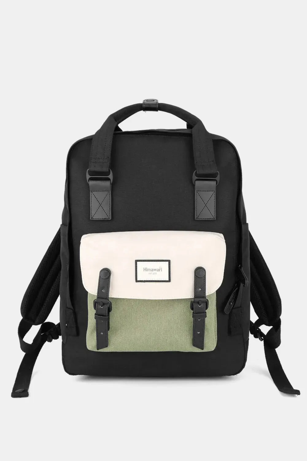 Himawari Waterproof Canvas Backpack Bag with Handles Black White One Size Easy Apparels