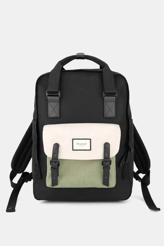 Himawari Waterproof Canvas Backpack Bag with Handles Black White One Size Easy Apparels