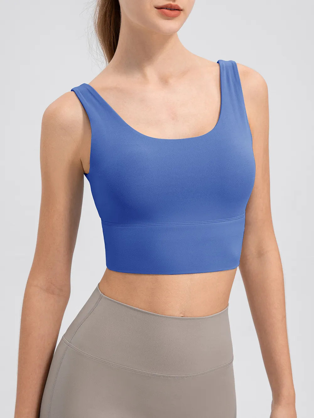 Scoop Neck Wide Strap Active Tank Blue Easy Apparels