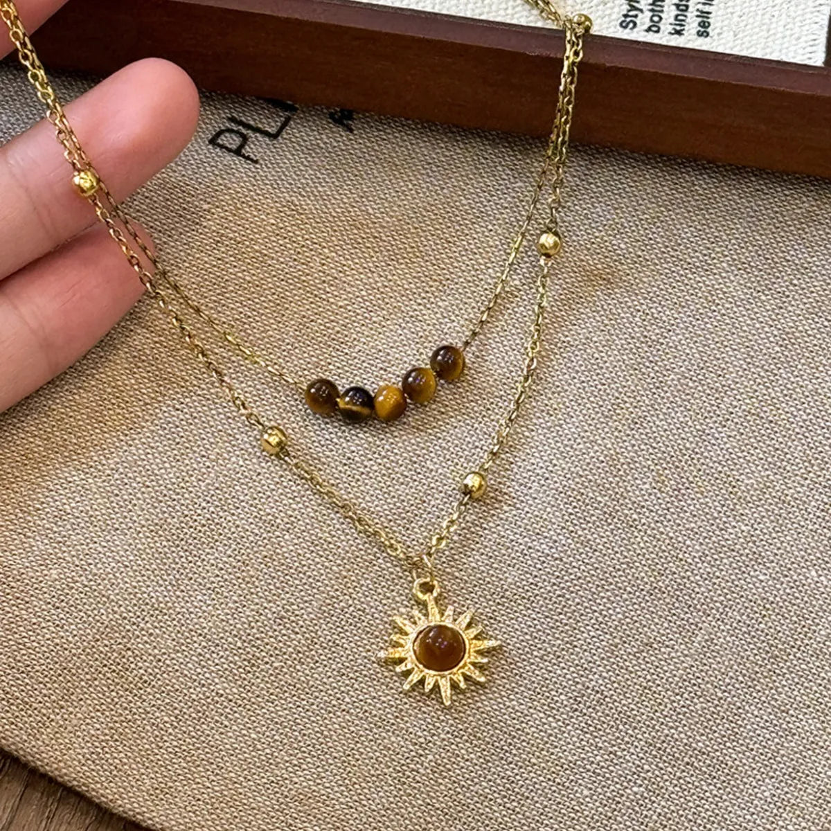 Tiger's Eye Copper Double Layered Necklace Easy Apparels