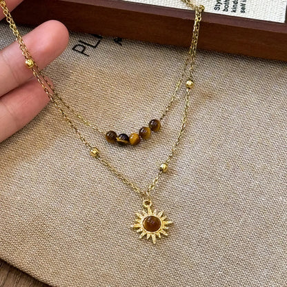 Tiger's Eye Copper Double Layered Necklace Easy Apparels
