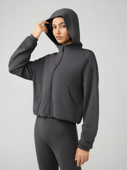 Millennia Zip Up Dropped Shouder Active Hooded Easy Apparels
