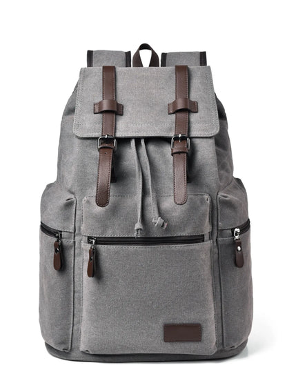 Canvas Backpack Bag with Buckle Straps Gray One Size Easy Apparels