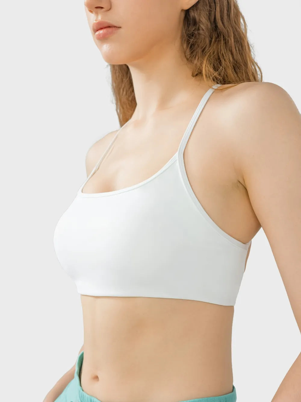 Millennia Crisscross Back Scoop Neck Active Cami with Detachable Chest Pads Easy Apparels