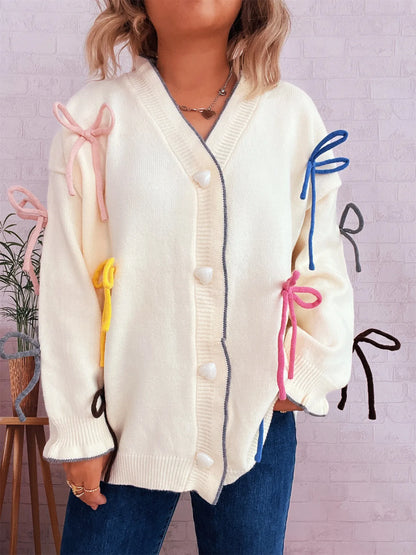 Bow Tie Button Up Cardigan Easy Apparels