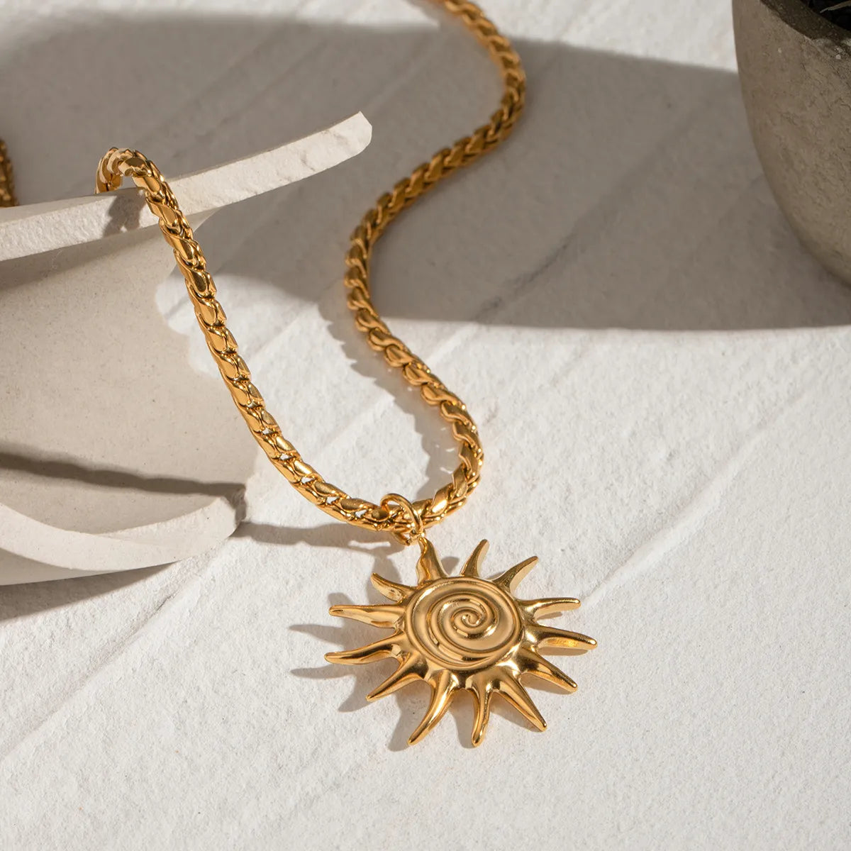 18K Gold-Plated Sun Pendant Necklace Easy Apparels