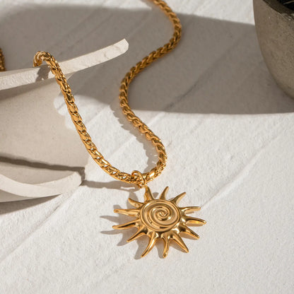 18K Gold-Plated Sun Pendant Necklace Easy Apparels