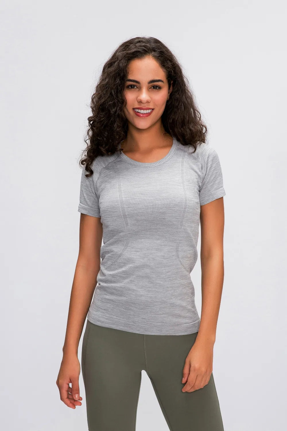 Millennia Round Neck Short Sleeve Active T-Shirt Gray Easy Apparels