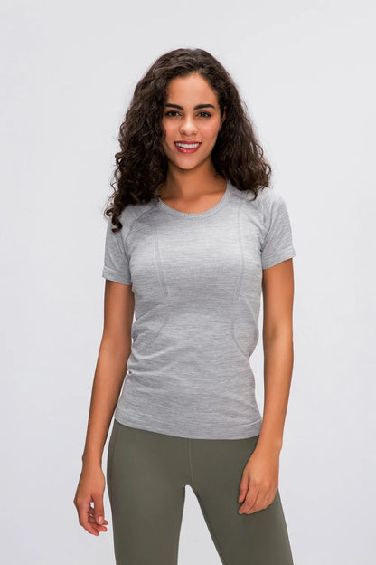 Millennia Round Neck Short Sleeve Active T-Shirt Gray Easy Apparels