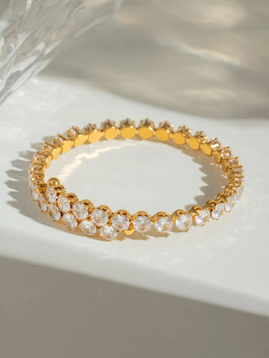 Stainless Steel Inlaid Zircon Bracelet Gold One Size Easy Apparels