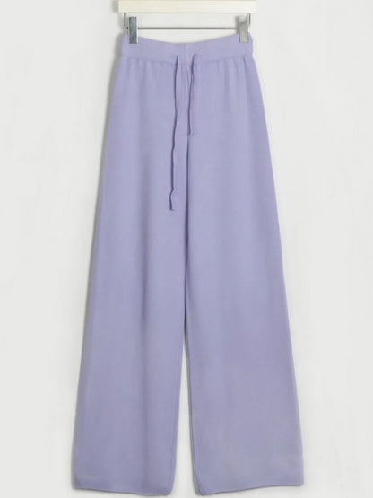 V-Neck Long Sleeve Top and Drawstring Pants Sweater Set Easy Apparels
