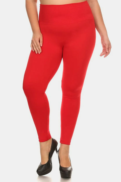 Yelete Full Size Seamless High Waist Fleece Leggings Easy Apparels