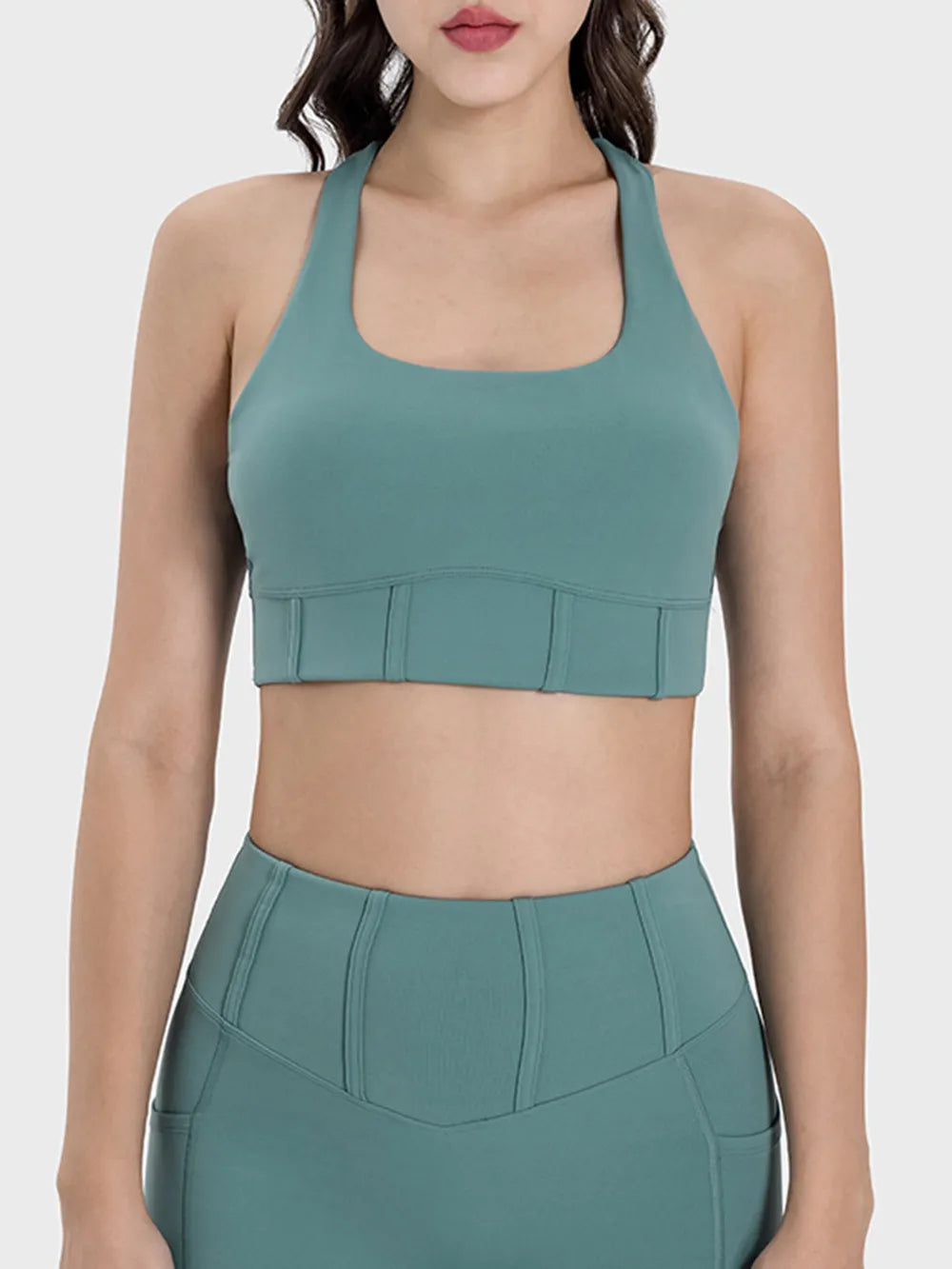 Millennia Square Neck Wide Strap Active Tank Teal Easy Apparels