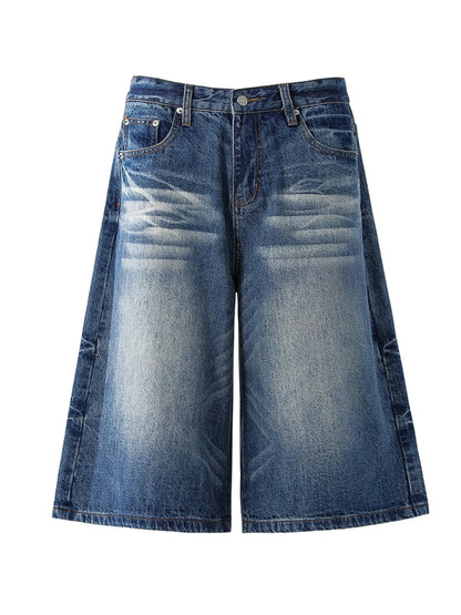 Men's Wide-Leg Denim Shorts Dark Blue Easy Apparels