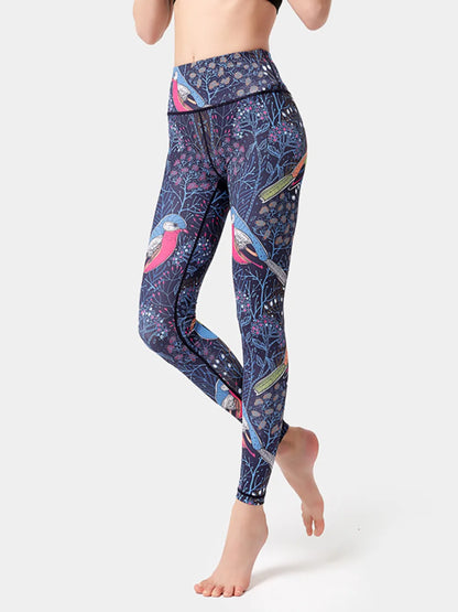 Printed High Waist Active Leggings Fuchsia Pink Easy Apparels