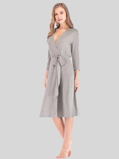 Plunge Tie Front Night Dress Charcoal Easy Apparels