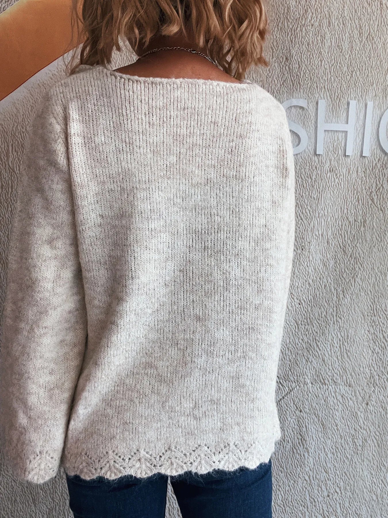 Trendsi Flower V-Neck Long Sleeve Sweater