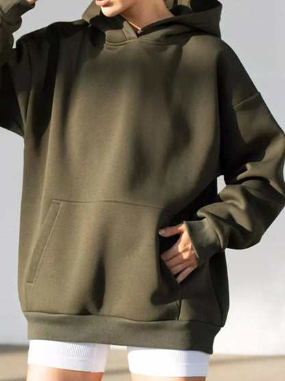 Trendsi Kangaroo Pocket Long Sleeve Hoodie