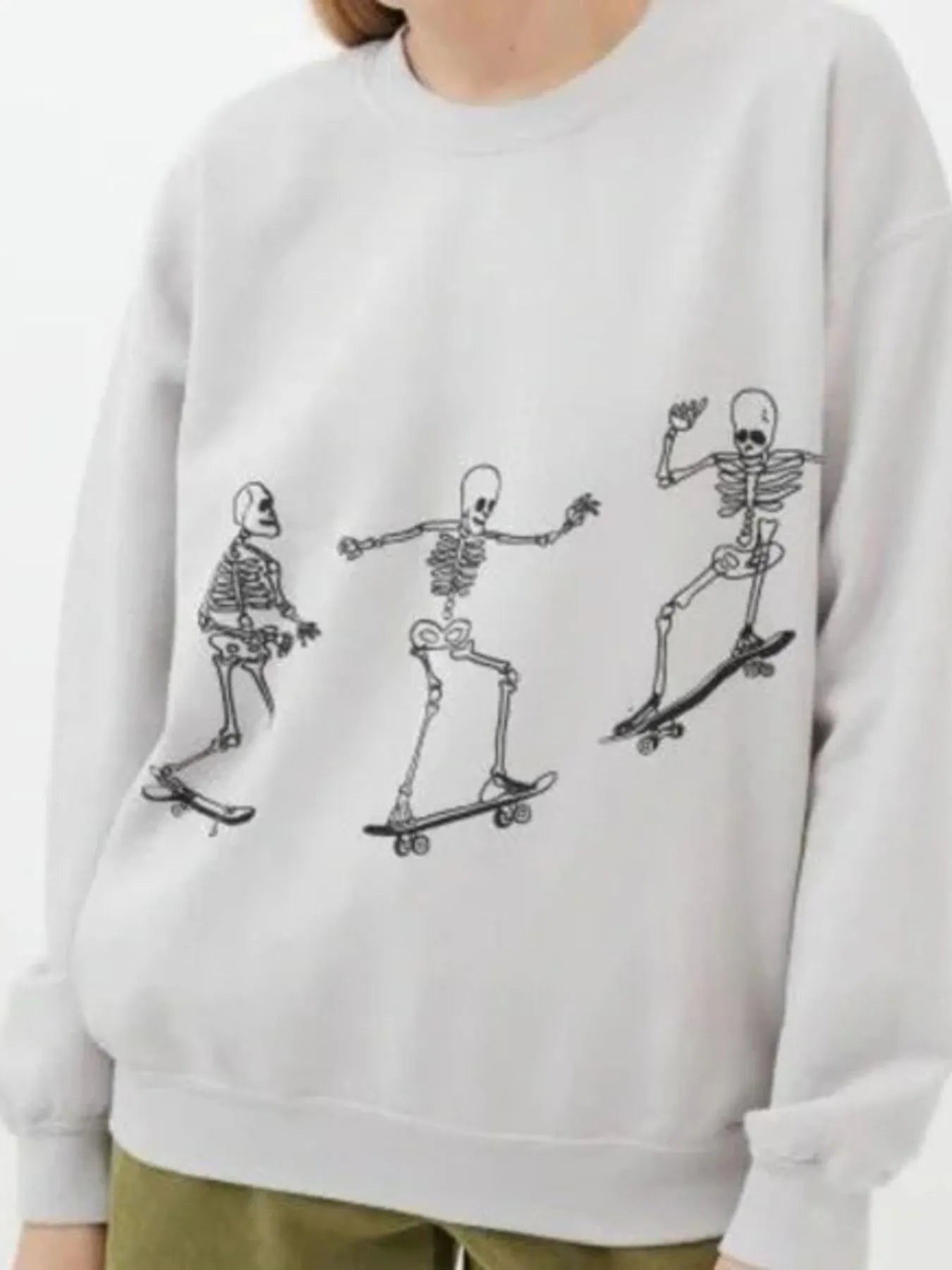 Trendsi Skeleton Graphic Oversized Sweatshirt