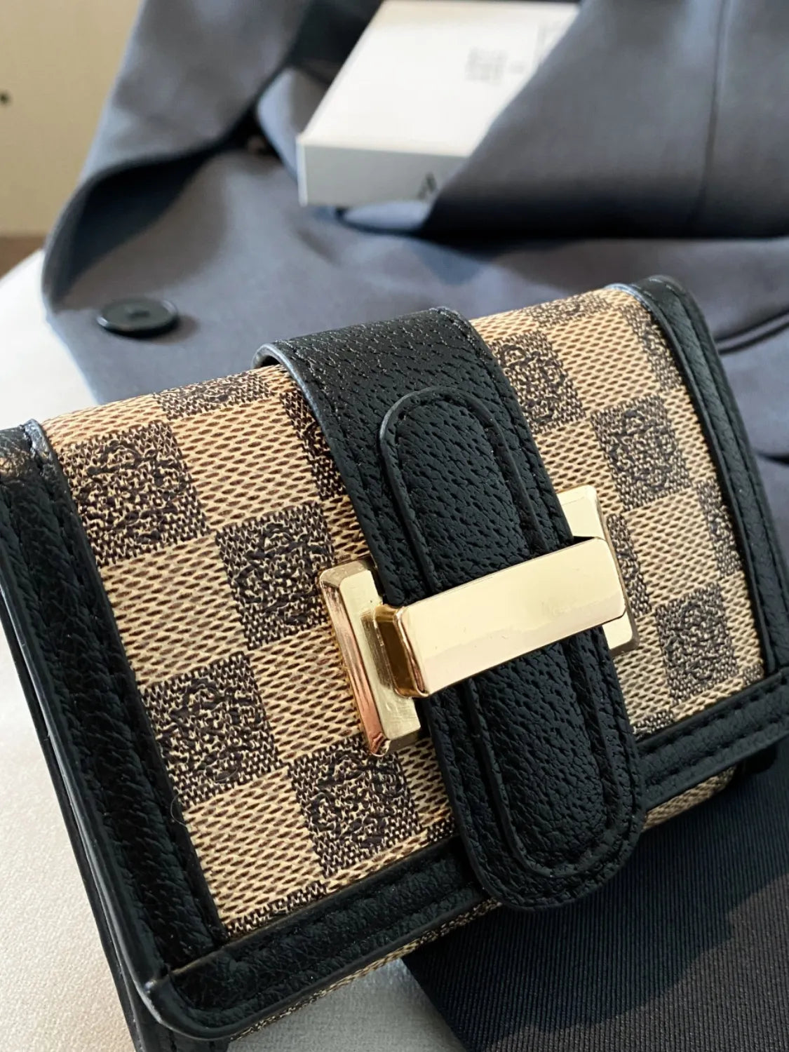 Printed PU Leather Wallet Black One Size Easy Apparels
