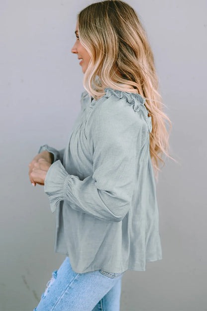 Trendsi Frill Trim Flounce Sleeve Blouse