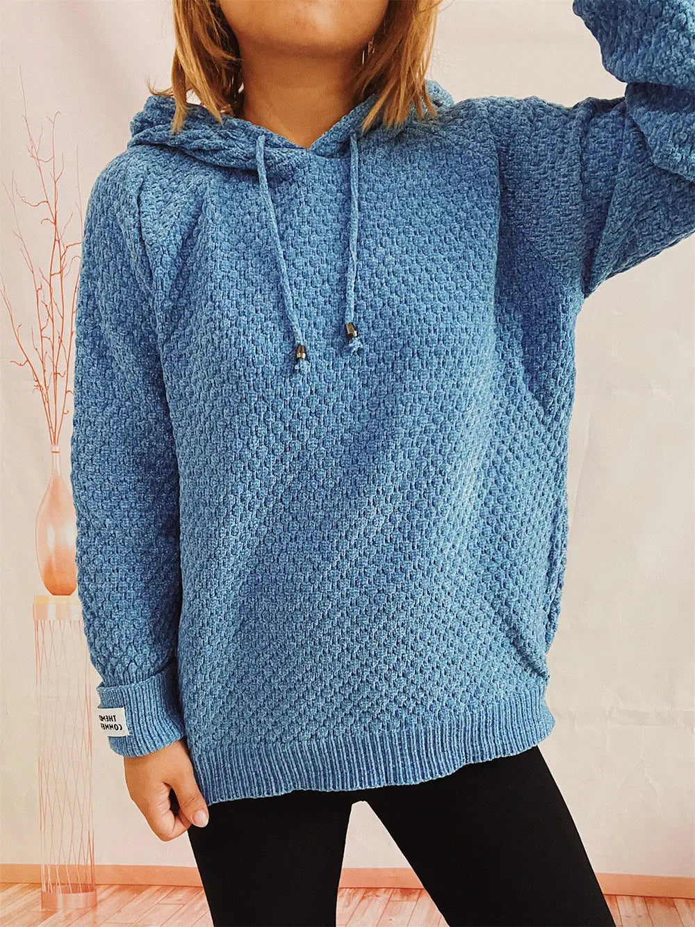 Drawstring Long Sleeve Hooded Sweater Easy Apparels