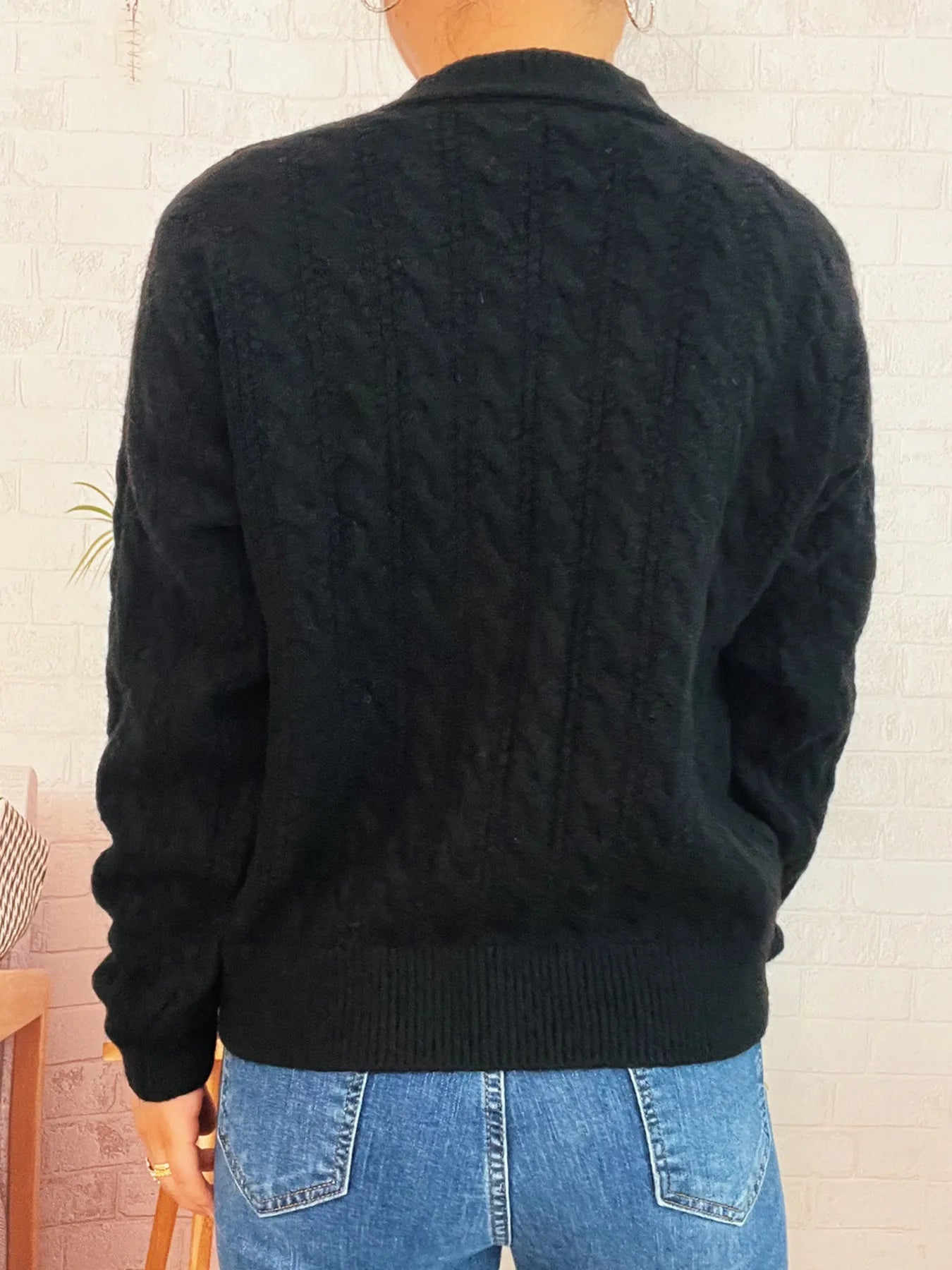 Cable Knit Button-Up Cardigan Easy Apparels