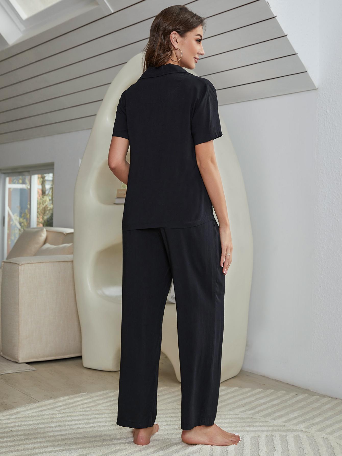Short Sleeve Shirt, Bralette, and Pants Lounge Set Easy Apparels