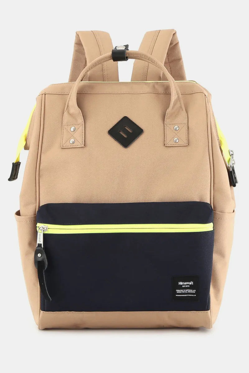 Himawari Contrast Waterproof Backpack Bag with Reinforced Edges Sand One Size Easy Apparels