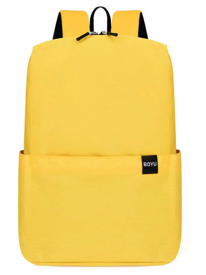 Solid Color Nylon Backpack Bag Yellow One Size Easy Apparels