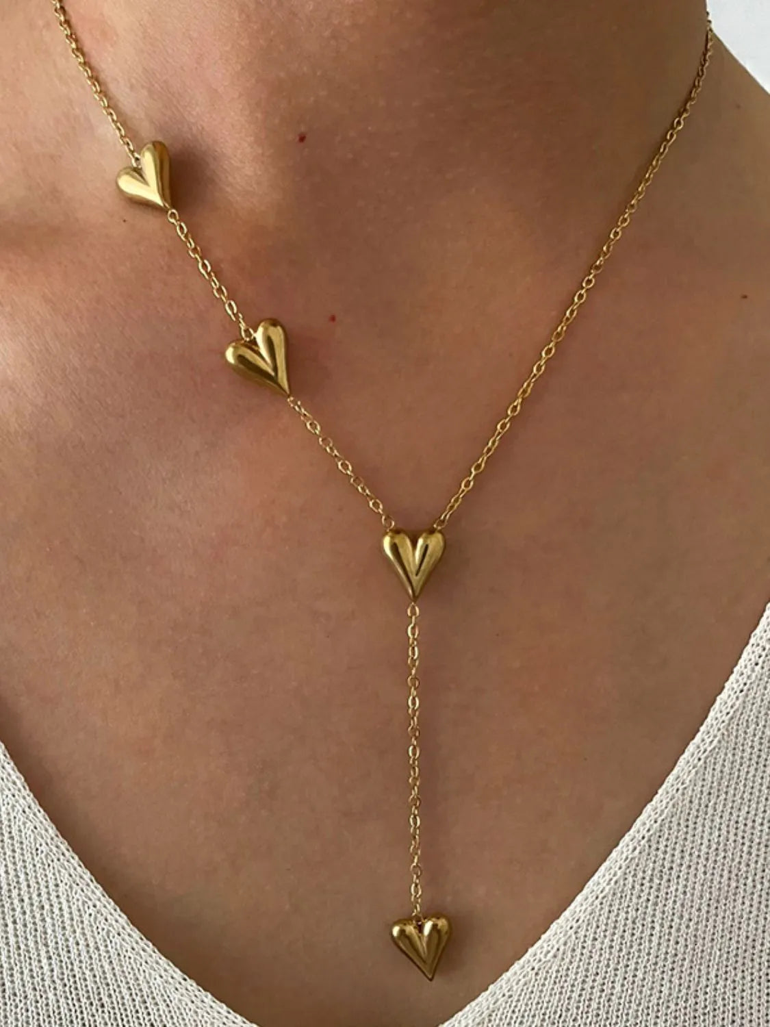 18K Gold-Plated Heart Drop Y-Necklace Easy Apparels