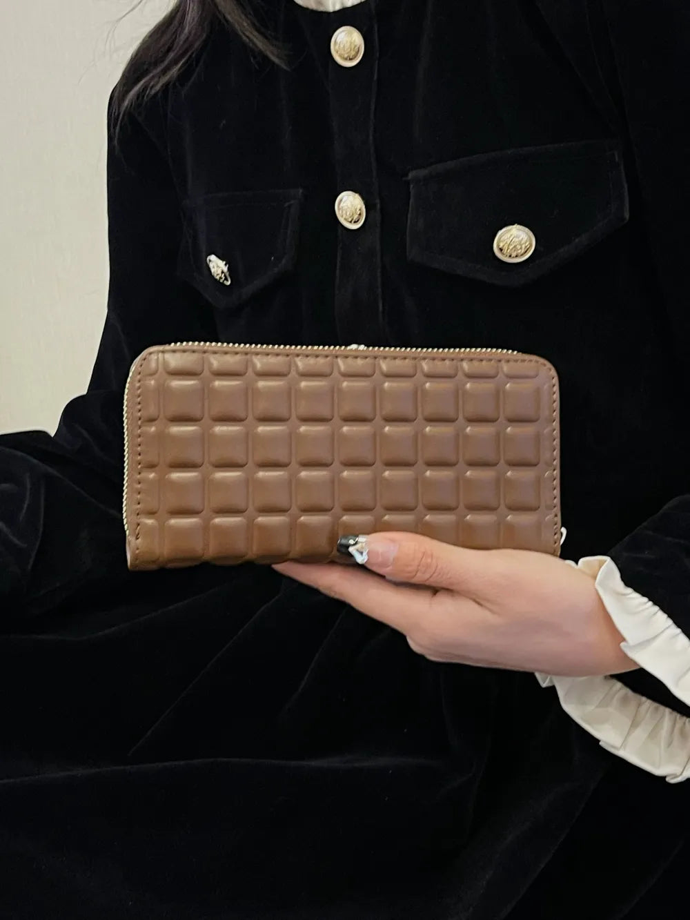 PU Leather Solid Color Wallet Brown One Size Easy Apparels