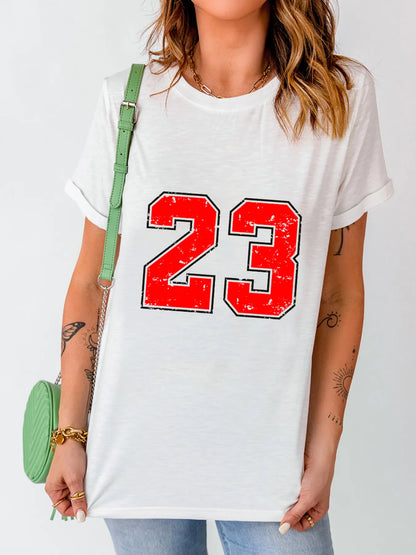 Trendsi Number 23 Round Neck Casual T Shirt