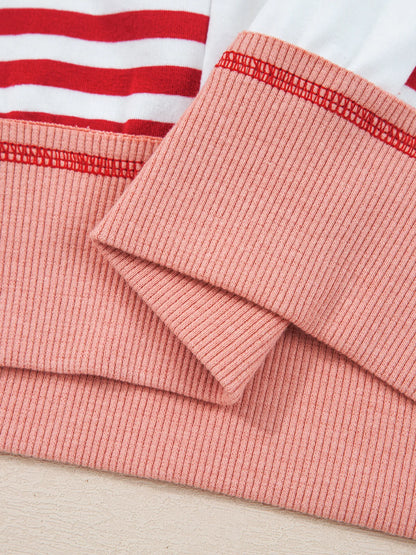 Trendsi Stripe Color Block Contrast Stitching Oversize Sweatshirt