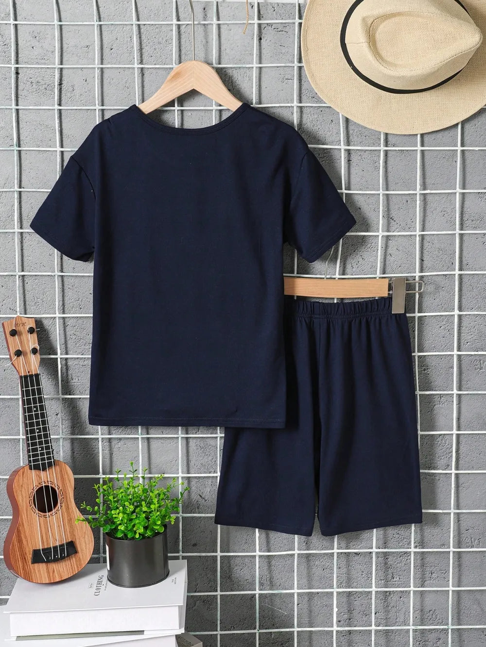 Children's Graphic Round Neck T-Shirt and Pants Set Easy Apparels