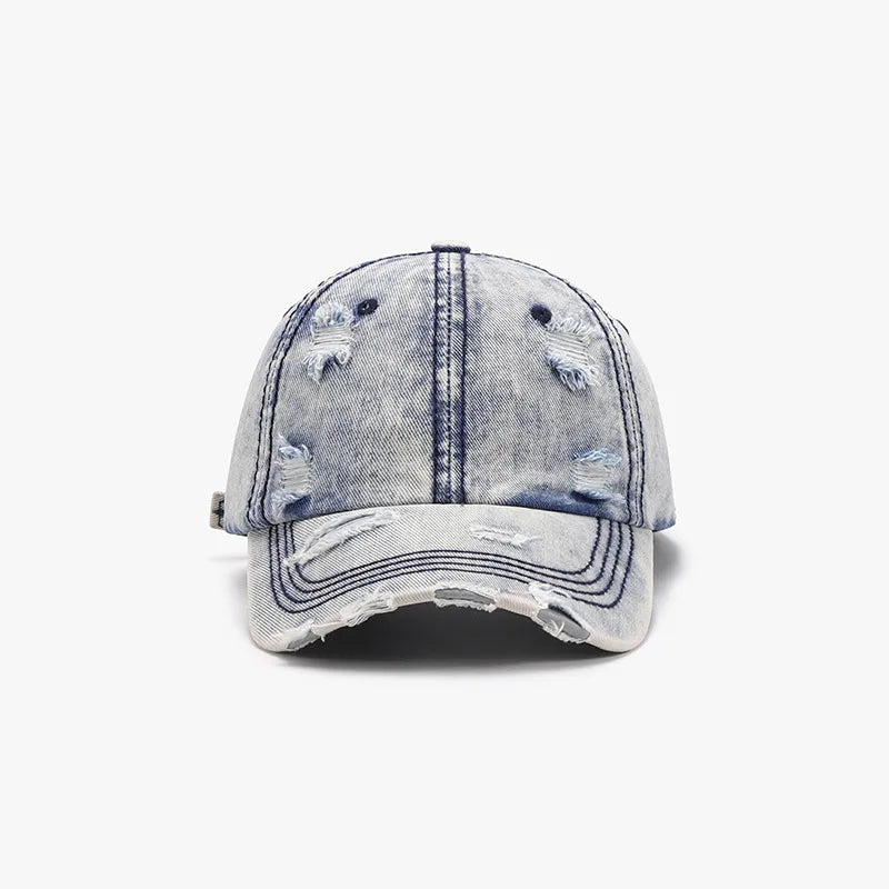 Distressed Cotton Baseball Cap Light One Size Easy Apparels