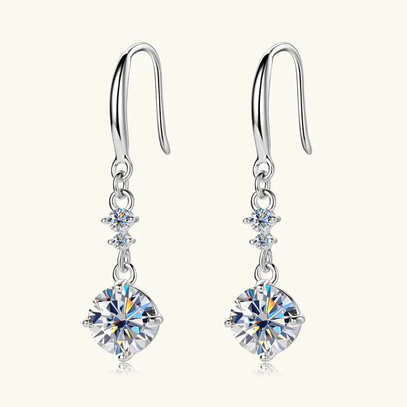 2 Carat Moissanite 925 Sterling Silver Earrings Silver One Size Easy Apparels