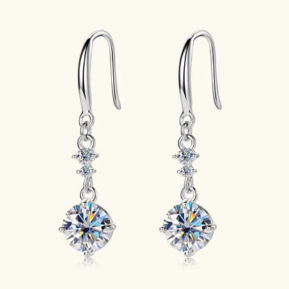 2 Carat Moissanite 925 Sterling Silver Earrings Silver One Size Easy Apparels