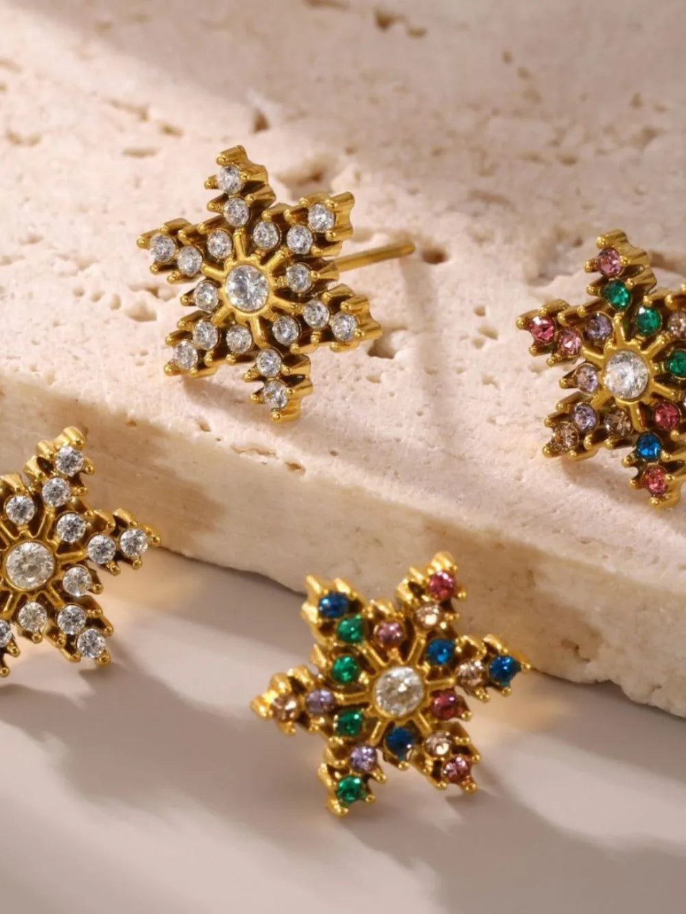 Stainless Steel Snowflake Stud Earrings Easy Apparels