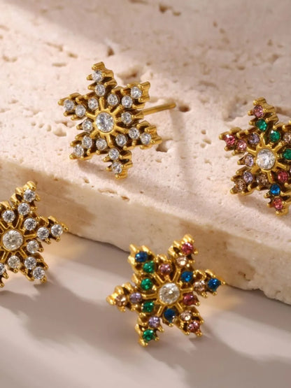 Stainless Steel Snowflake Stud Earrings Easy Apparels