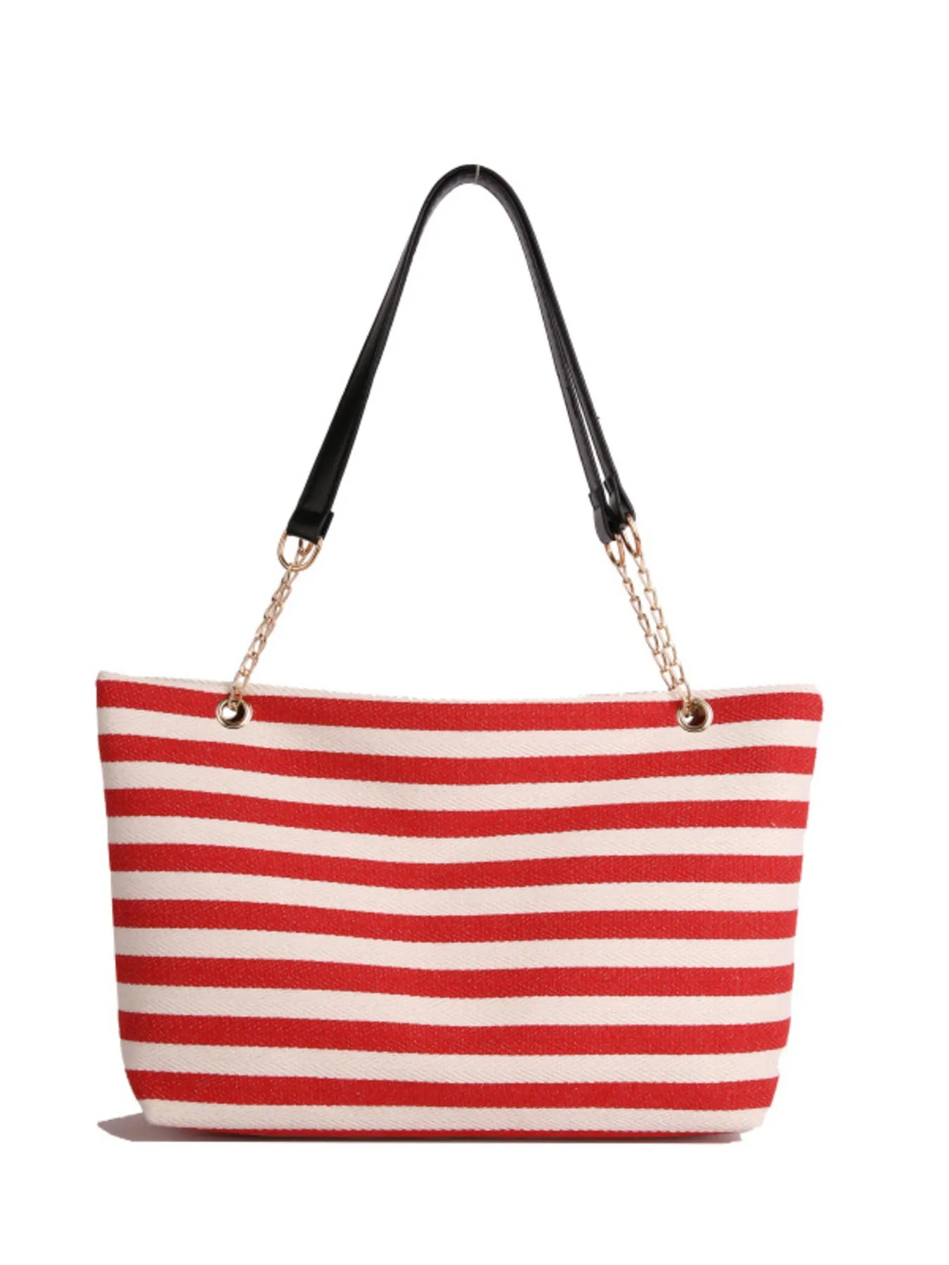 Striped Shoulder Bag with Chain Detail Easy Apparels