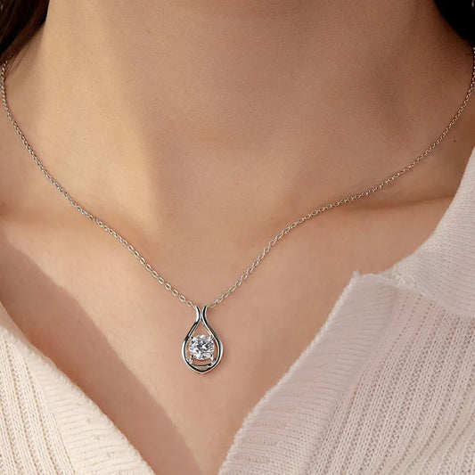 2 Carat Moissanite 925 Sterling Silver Pendant Necklace Silver One Size Easy Apparels