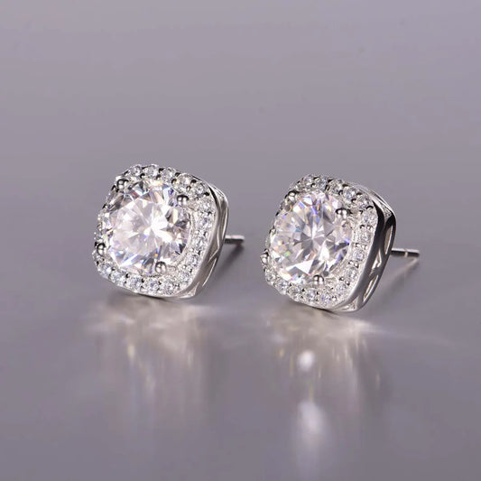 2.4 Carat Moissanite Stud Earrings Silver One Size Easy Apparels